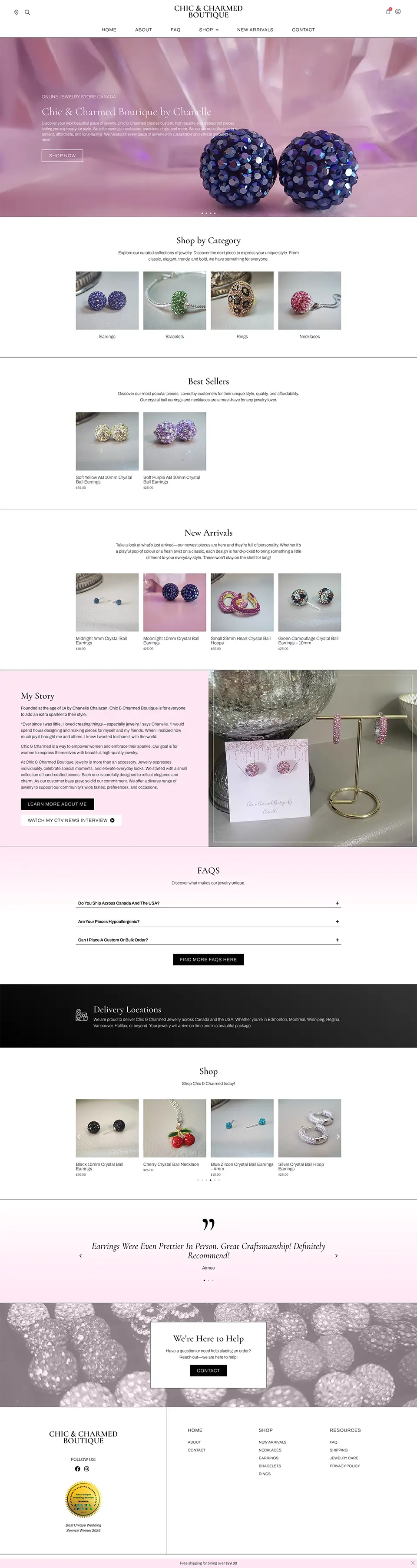 Chic & Charmed Website Desktop